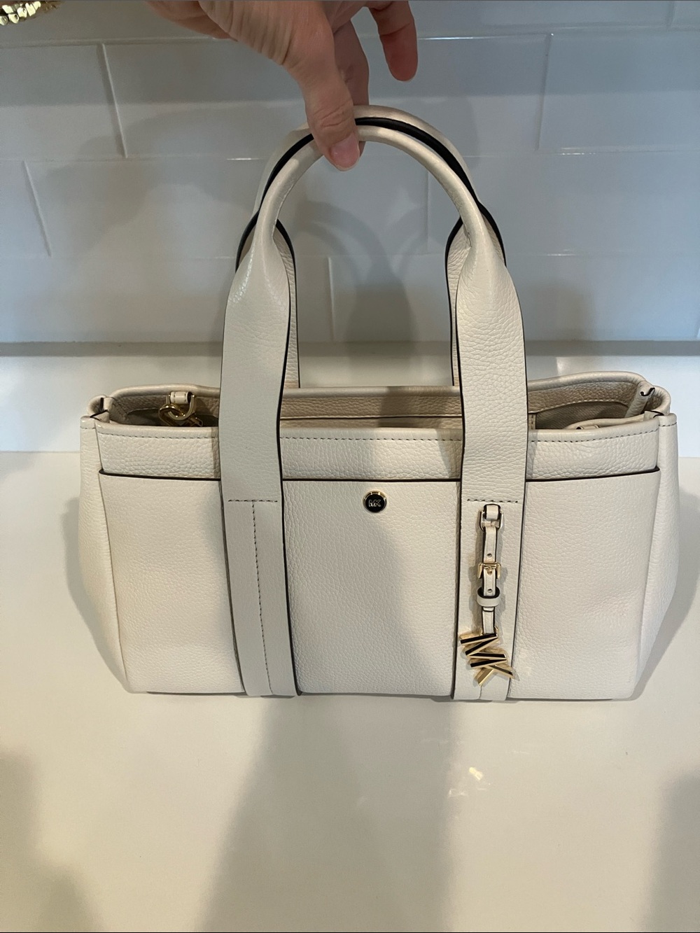MICHAEL MICHAEL KORS Romee Small Pebbled Leather Satchel Retails $298